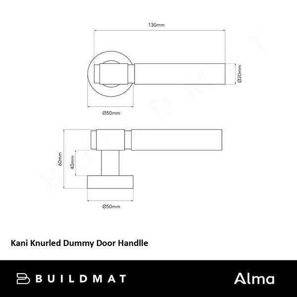 Alma Kani Knurled Dummy Door Handle Brushed Gunmetal