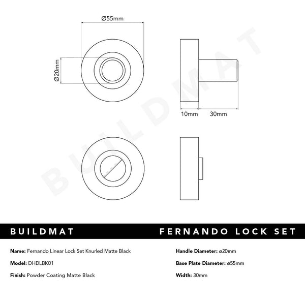 Alma Fernando Linear Lock Set Matte Black