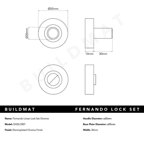 Alma Fernando Linear Lock Set Chrome CLEARANCE