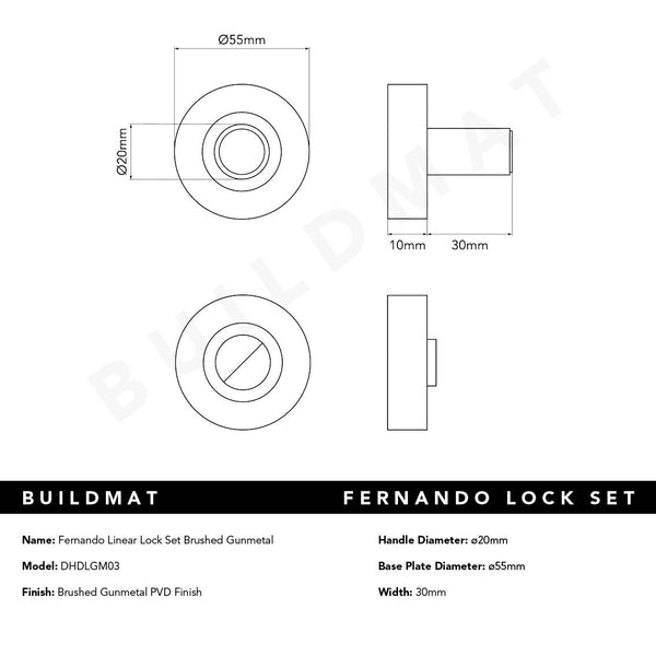 Alma Fernando Linear Lock Set Brushed Gunmetal