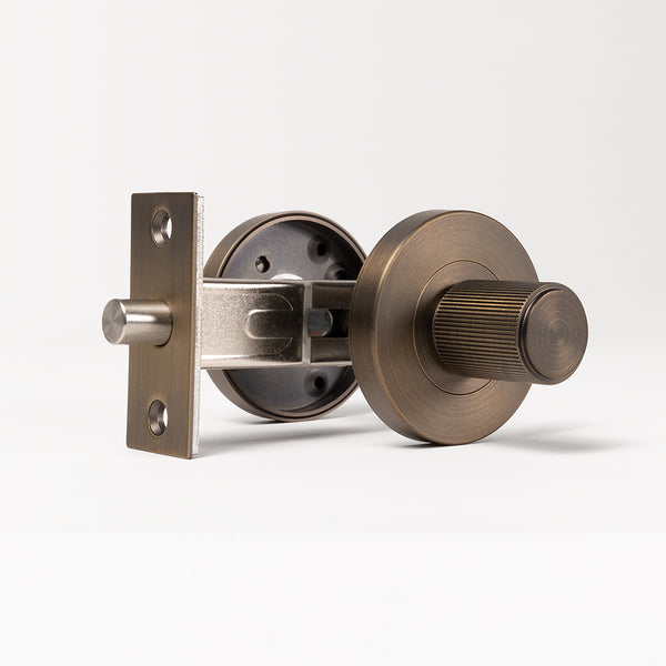 Alma Fernando Linear Lock Set Brushed Vintage Antique Brass