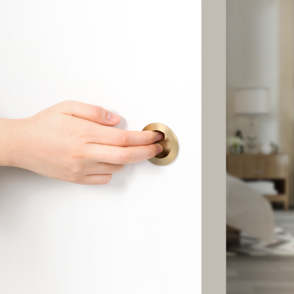 Alma Rian Round Flush Pull Brushed Brass Gold