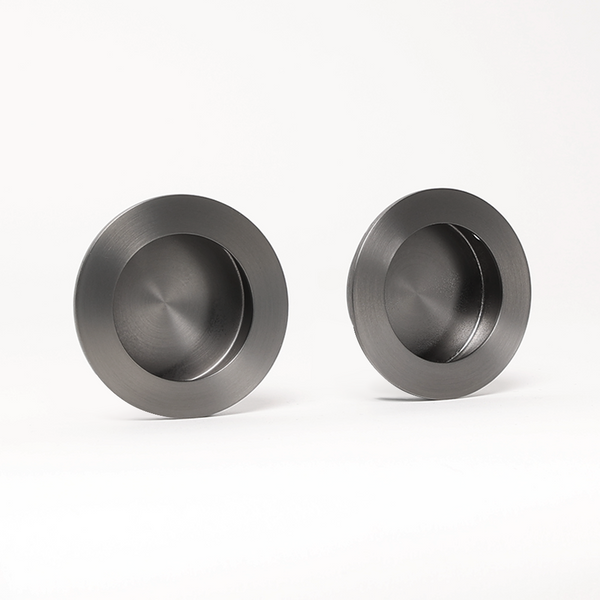 Alma Rian Round Flush Pull Brushed Gunmetal