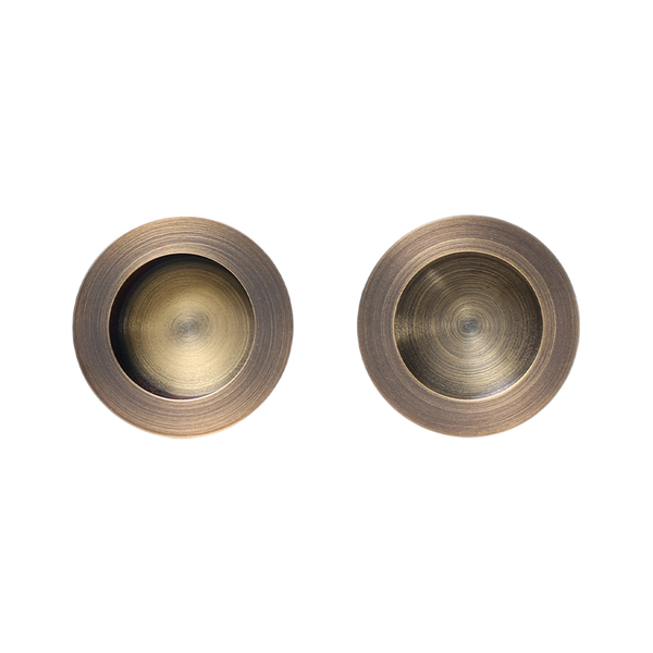 Alma Rian Round Flush Pull Brushed Vintage Antique Brass