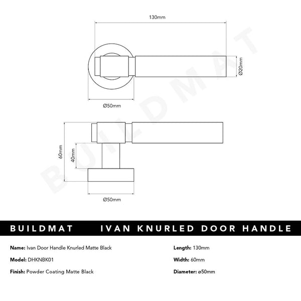 Alma Ivan Door Handle Knurled Matte Black