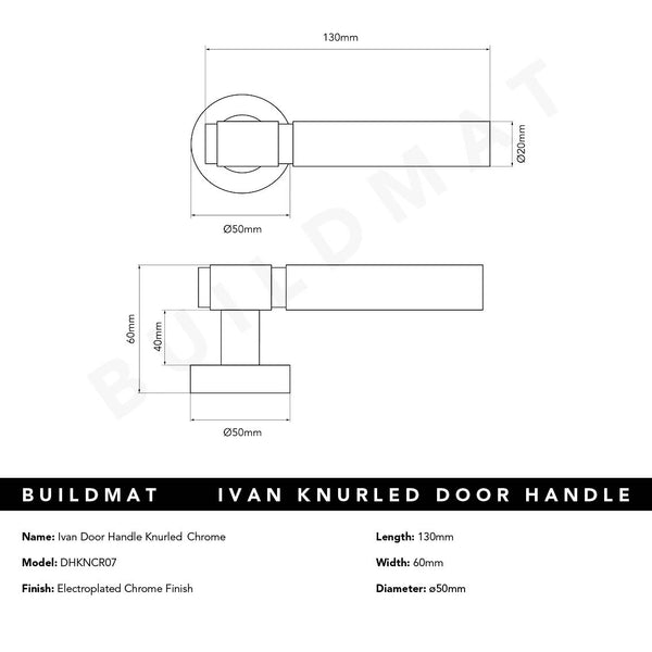 Alma Ivan Door Handle Knurled Chrome CLEARANCE