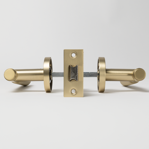 Alma Ivan Door Handle Knurled Brushed Brass Gold