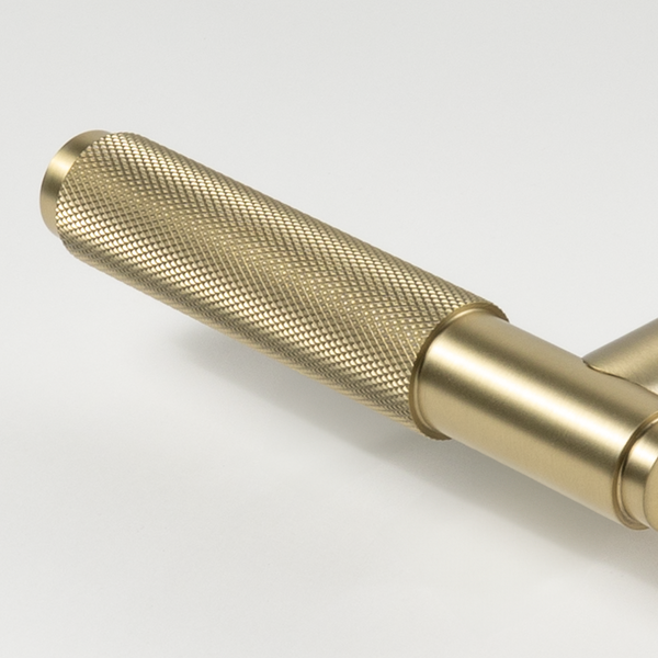 Alma Kani Knurled Dummy Door Handle Brushed Brass Gold