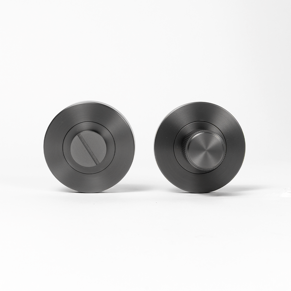 Alma Brushed Gunmetal Door Handle Knurled with Linear Lock Set