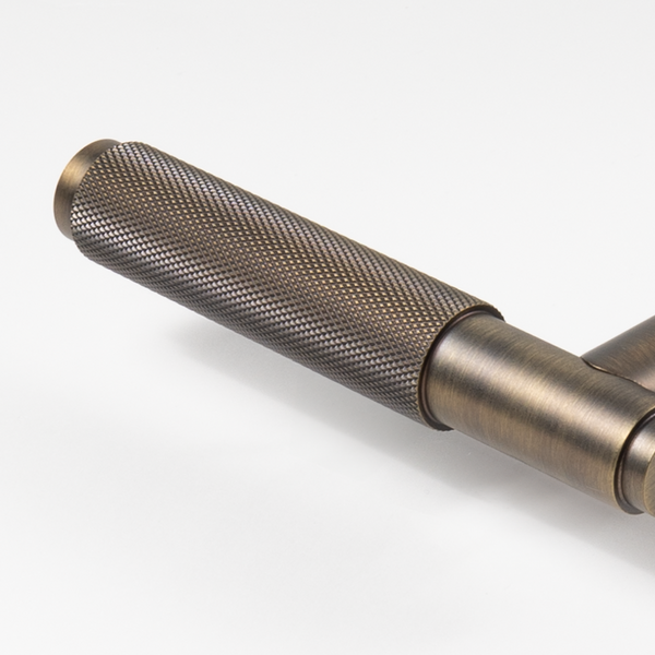 Alma Kani Knurled Dummy Door Handle Brushed Vintage Antique Brass