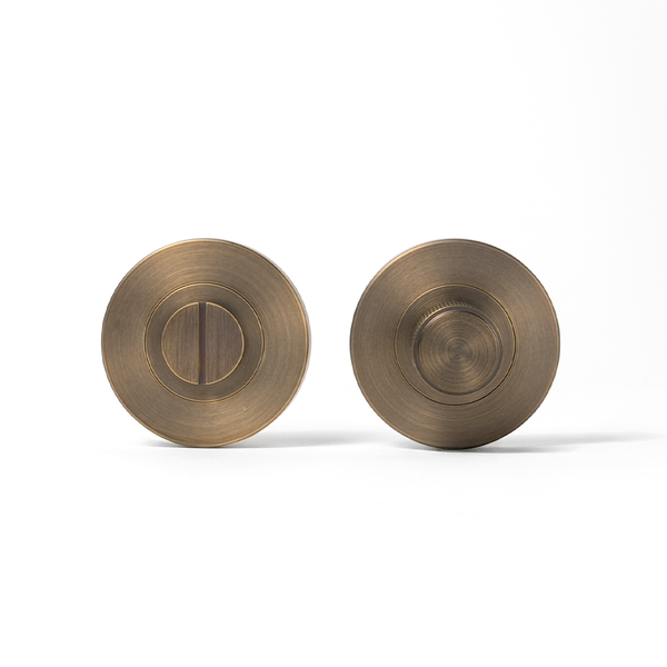 Alma Brushed Vintage Antique Brass Door Handle Knurled with Linear Lock Set