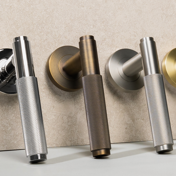 Alma Ivan Door Handle Knurled Brushed Vintage Antique Brass