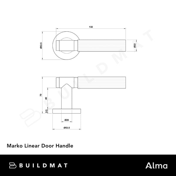 Alma Marko Door Handle Linear Reeded Matte Black