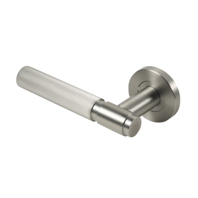 Alma Marko Door Handle Linear Reeded Brushed Nickel