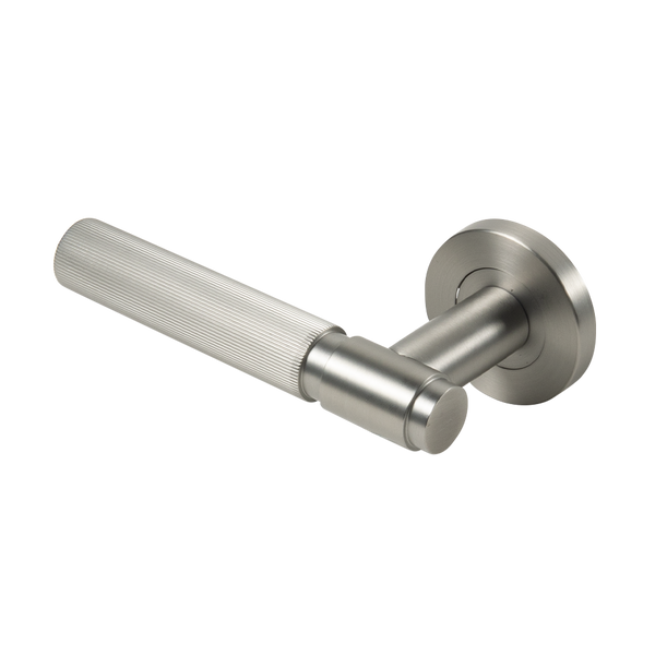 Alma Marko Door Handle Linear Reeded Brushed Nickel