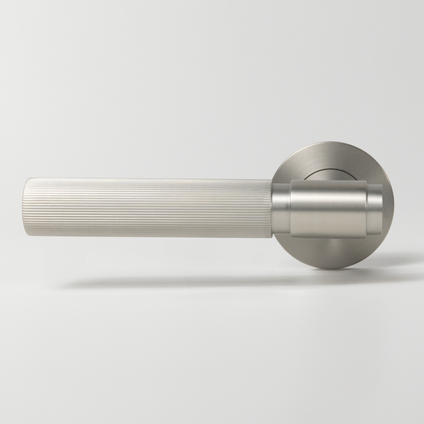 Alma Marko Door Handle Linear Reeded Brushed Nickel
