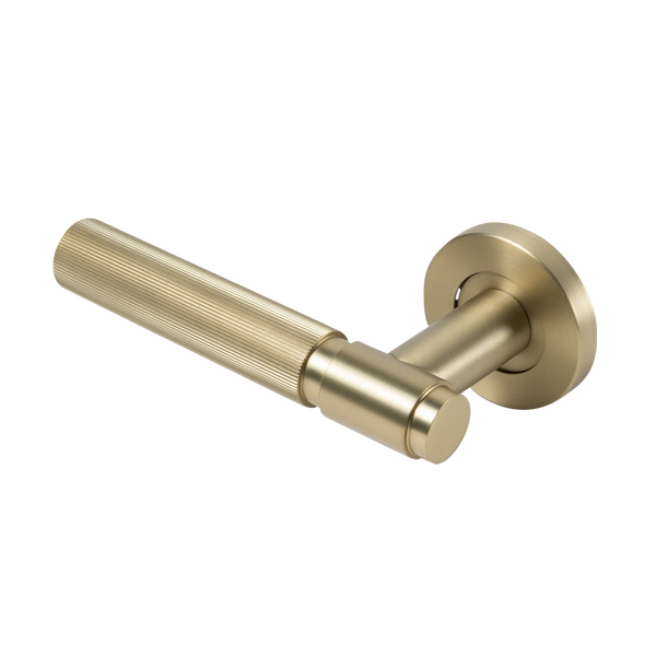 Alma Marko Door Handle Linear Reeded Brushed Brass Gold