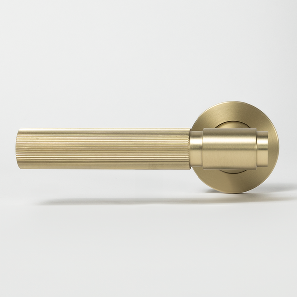 Alma Marko Door Handle Linear Reeded Brushed Brass Gold