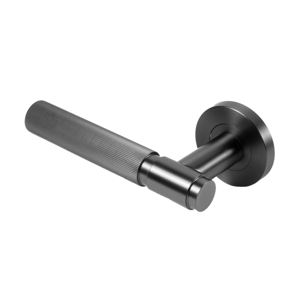 Alma Marko Door Handle Linear Reeded Brushed Gunmetal