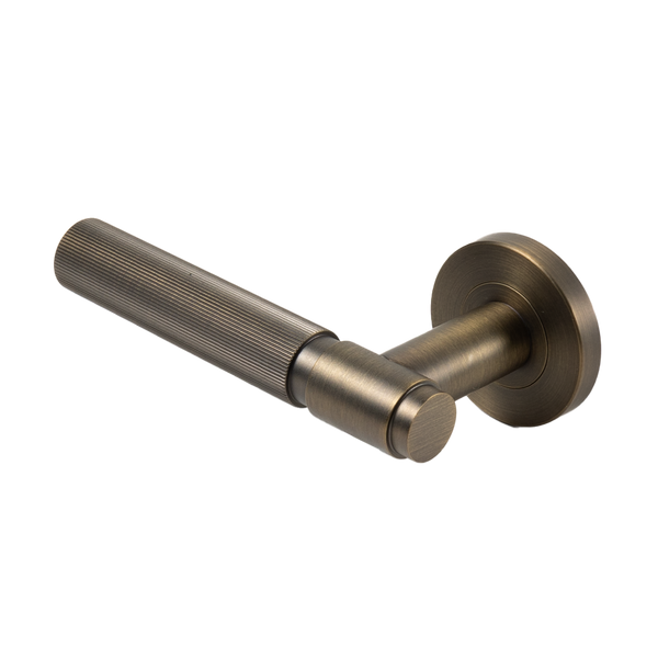 Alma Marko Door Handle Linear Reeded Brushed Vintage Antique Brass