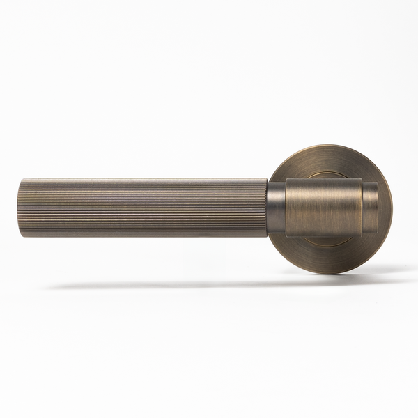 Alma Marko Door Handle Linear Reeded Brushed Vintage Antique Brass