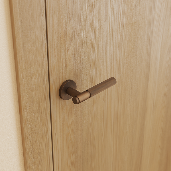 Alma Marko Door Handle Linear Reeded Brushed Vintage Antique Brass