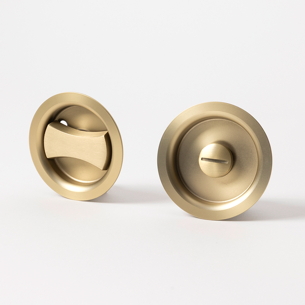 Alma Cam Cavity Sliding Door Lock Brushed Brass Gold