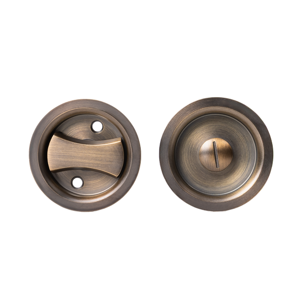 Alma Cam Cavity Sliding Door Lock Brushed Vintage Antique Brass