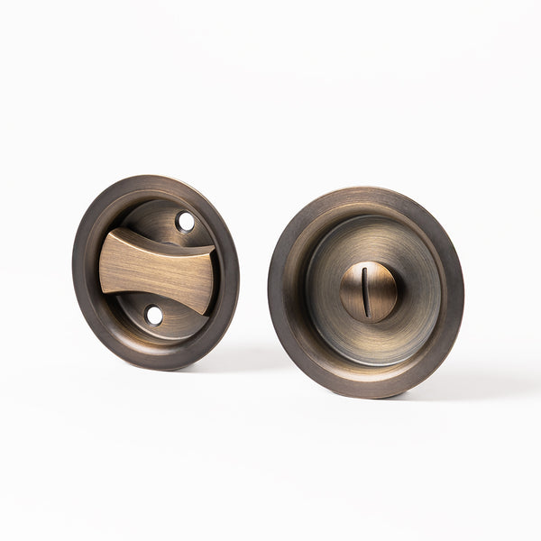 Alma Cam Cavity Sliding Door Lock Brushed Vintage Antique Brass