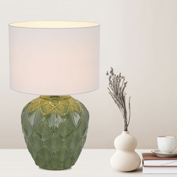 Telbix Diaz Ceramic Table Lamp Green