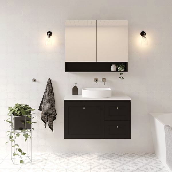 Fienza Aluca 900mm Display Shelf Mirror Cabinet