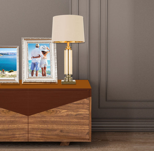 Telbix Dorcel Table Lamp Antique Brass Amber