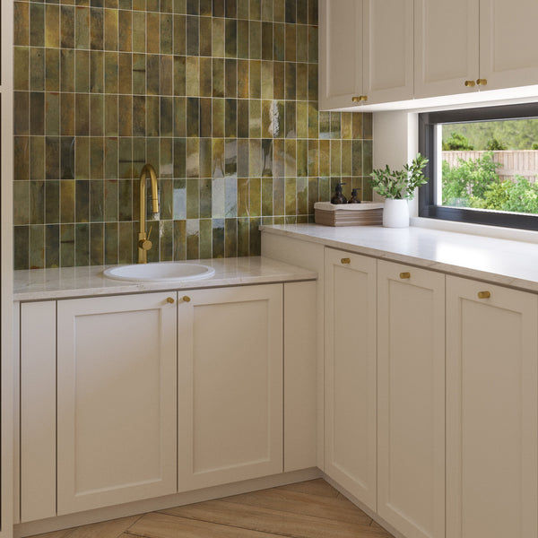 Alma Mia Linear Handle Brushed Brass Gold