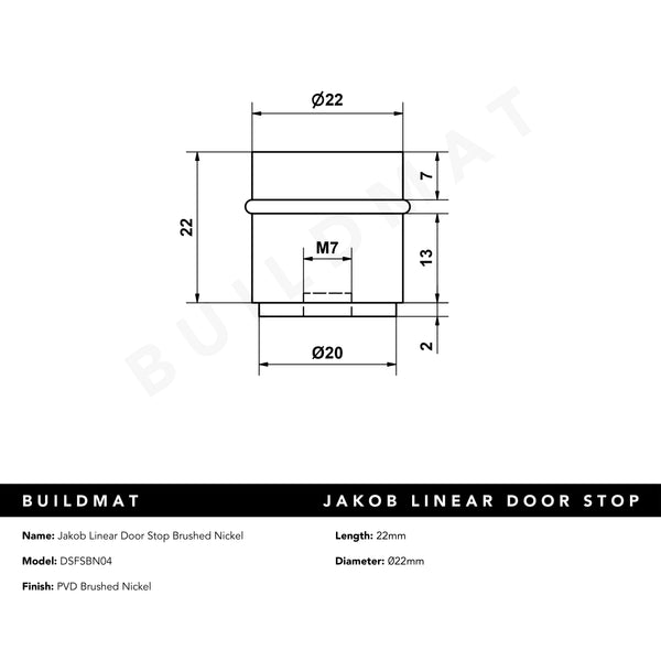 Alma Jakob Linear Door Stop Brushed Nickel
