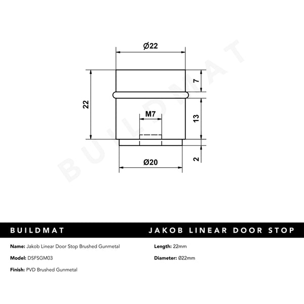 Alma Jakob Linear Door Stop Brushed Gunmetal