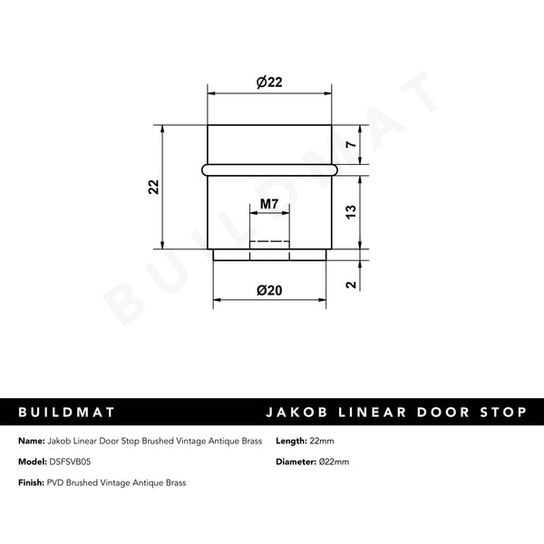 Alma Jakob Linear Door Stop Brushed Vintage Antique Brass