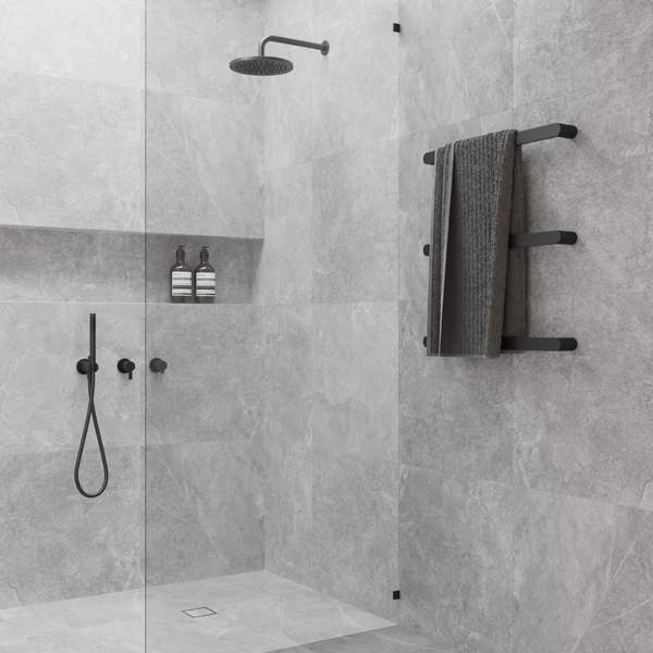 Thermogroup Flat Pill Single Bar Heated Towel Rail Matte Black