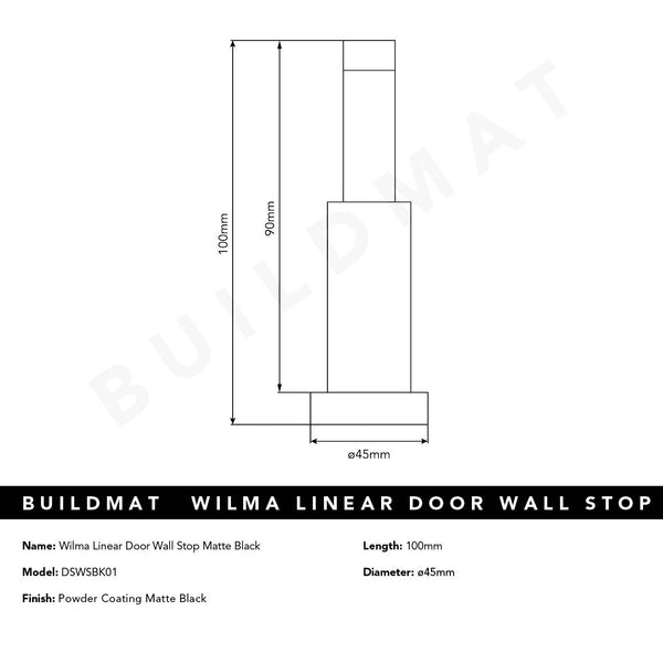 Alma Wilma Linear Door Wall Stop Matte Black