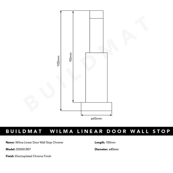 Alma Wilma Linear Door Wall Stop Chrome CLEARANCE