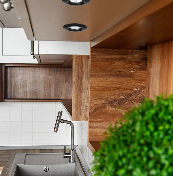 Telbix Duro Round Stair Down Light Black 5000K