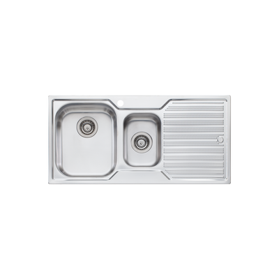 Oliveri Diaz 1 And 1/2 Bowl Sink With Right Drainboard and Taphole Stainless Steel