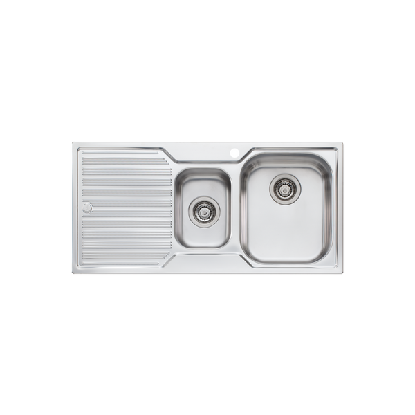 Oliveri Diaz 1 And 1/2 Bowl Sink With Left Drainboard and Taphole Stainless Steel