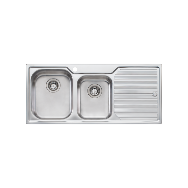Oliveri Diaz 1 And 3/4 Bowl Sink With Right Drainboard and Taphole Stainless Steel