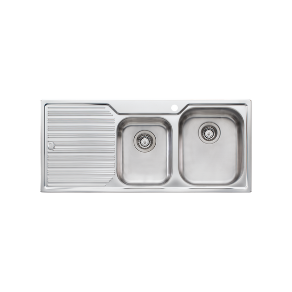 Oliveri Diaz 1 And 3/4 Bowl Sink With Left Drainboard and Taphole Stainless Steel