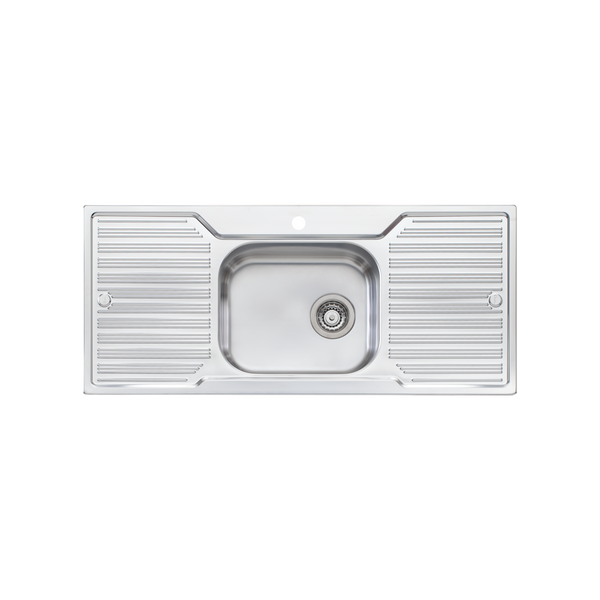 Oliveri Diaz Single Bowl Sink With Double Drainer and Taphole Stainless Steel