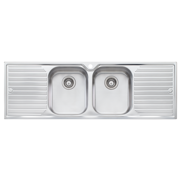 Oliveri Diaz Double Bowl Sink With Double Drainer and Taphole Stainless Steel