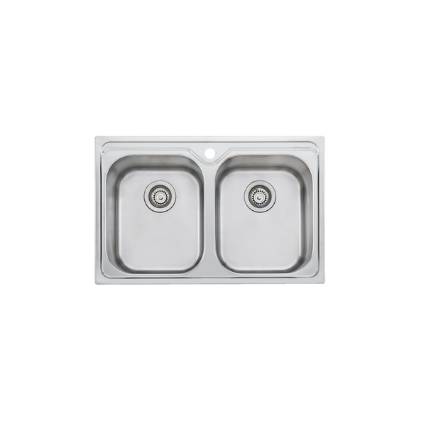 Oliveri Diaz Double Bowl Universal Sink and Taphole Stainless Steel