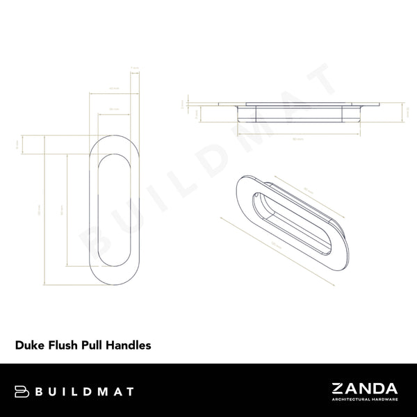 Zanda Duke Sliding Door Lock Kit 120mm Matte Black