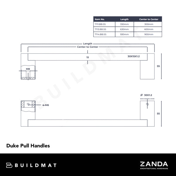 Zanda Duke Pull Handle 630mm White