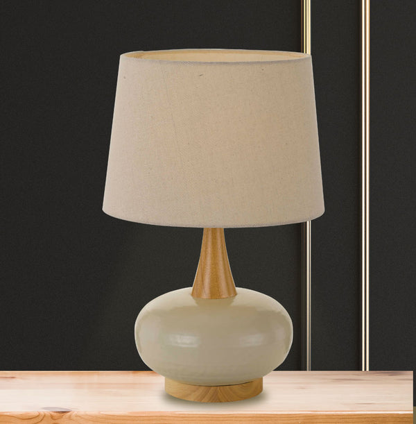 Telbix Earl Ceramic Table Lamp White Oak Cream